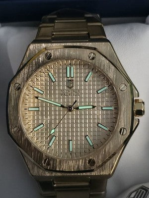 Montres Prestige MPW-0247 Men's 44mm Gold Tone Watch Quartz New w/ Box - Image 1