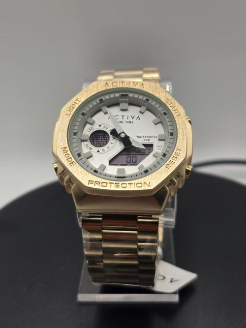 Activa by Invicta ACWM423-008 Analog Digital Unisex Watch 45.5mm Gold Tone NIB - Image 1